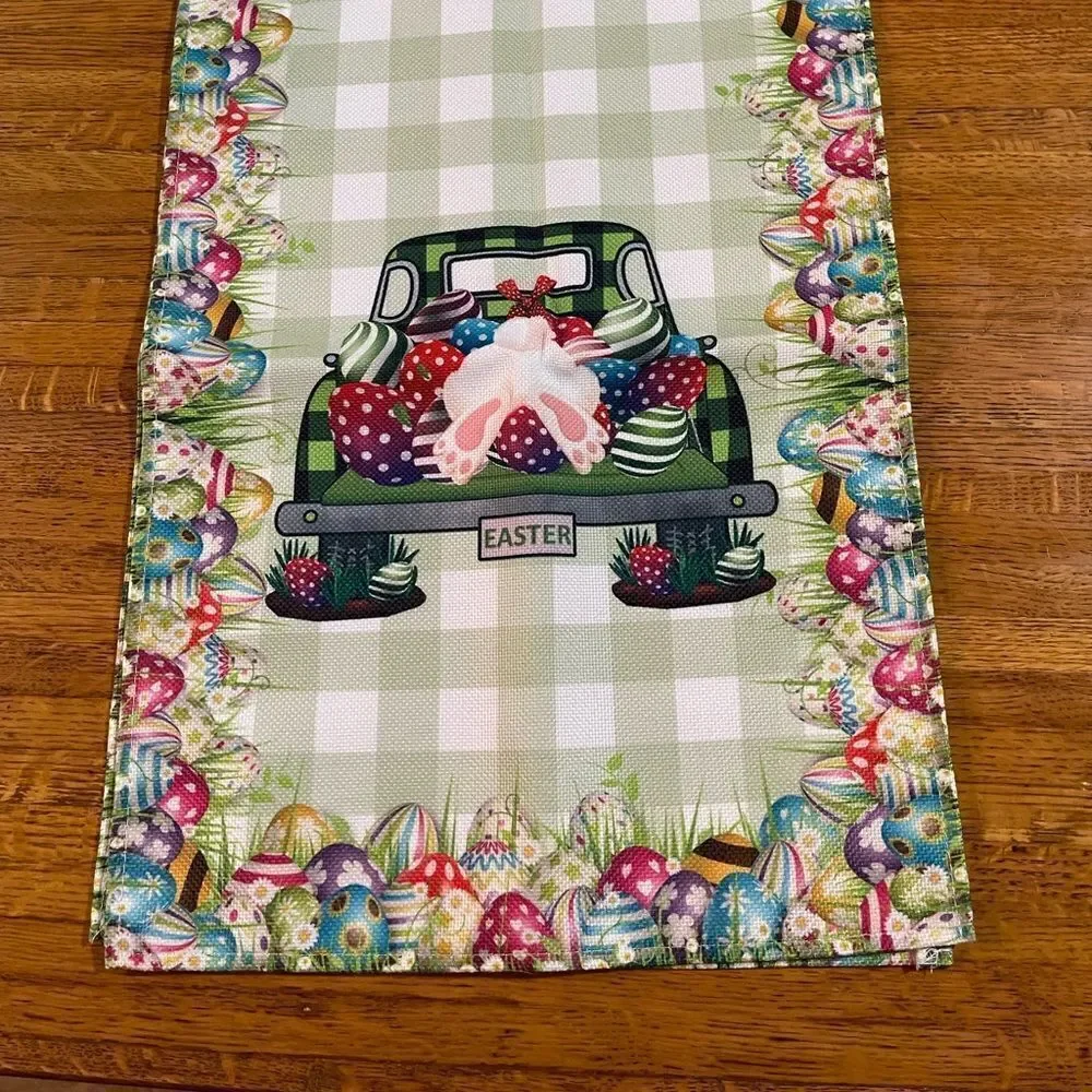 Easter Table Runner Vintage Farm Truck NWT
